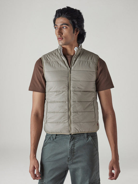 Men's Solid Slim Fit Reversible Puffer Jacket