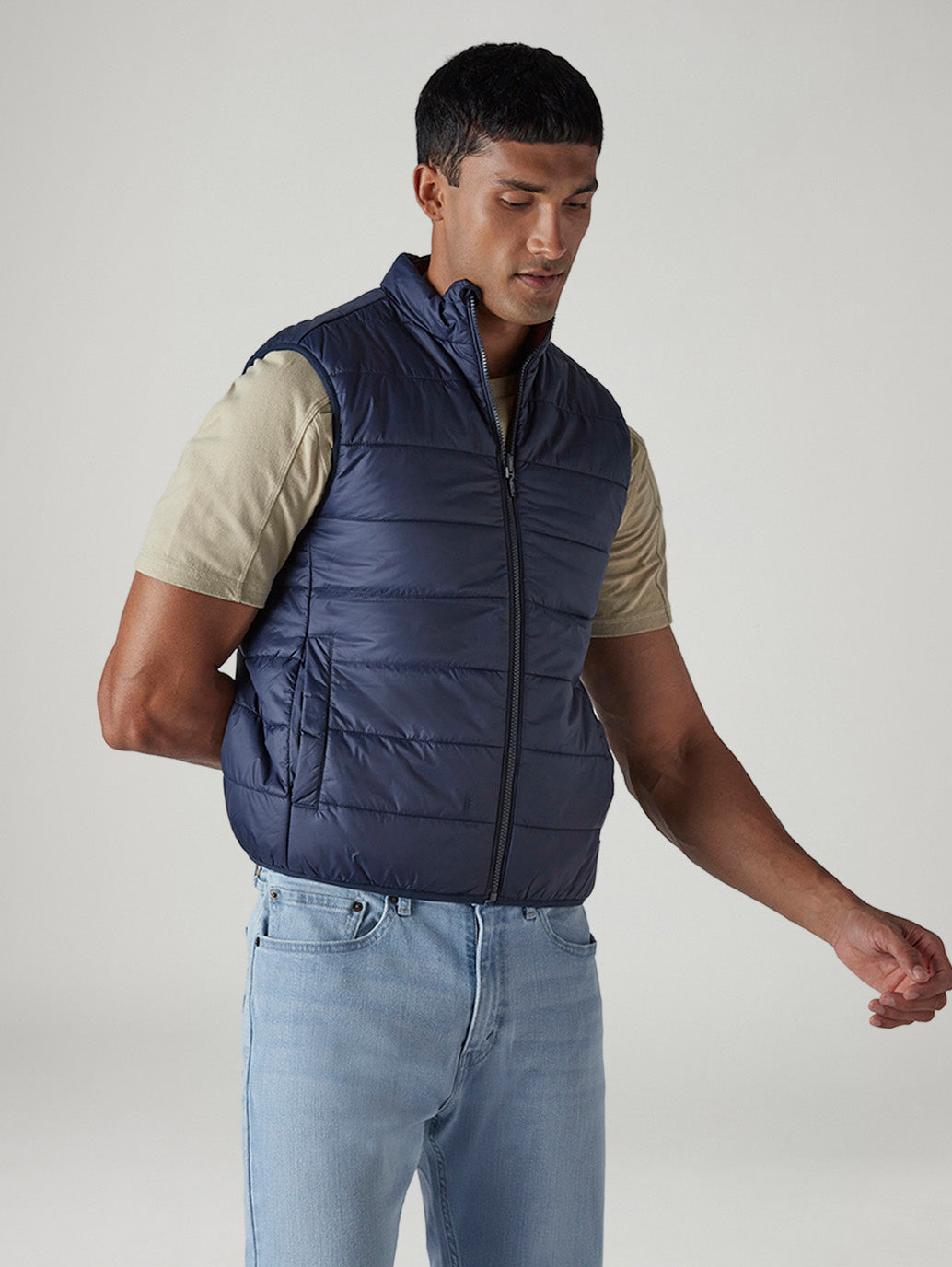 Men's Quilted Slim Fit Reversible Puffer Jacket