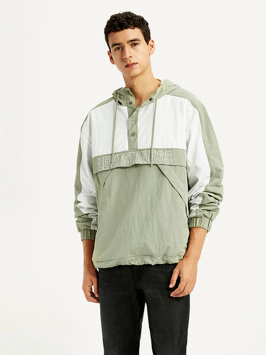 Men's Colorblock Green Windcheater Jacket