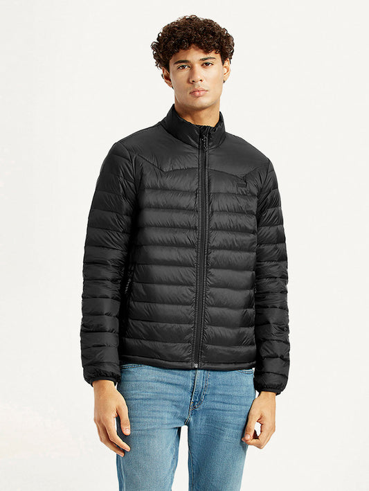 Men's Quilted Black Slim Fit Puffer Jacket