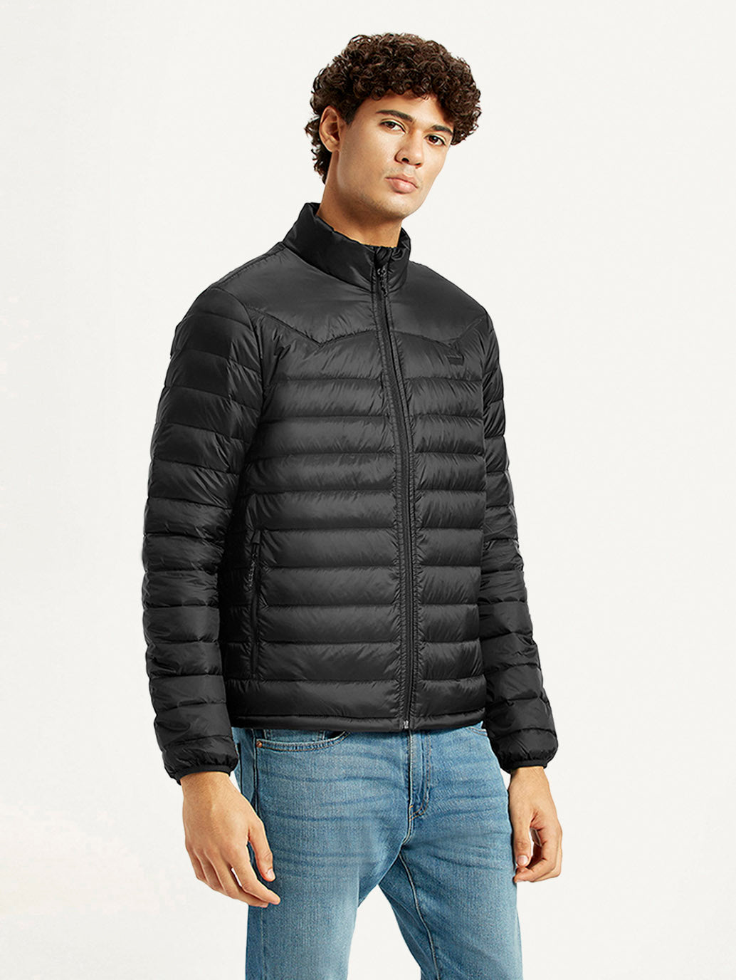 Men's Quilted Black Slim Fit Puffer Jacket