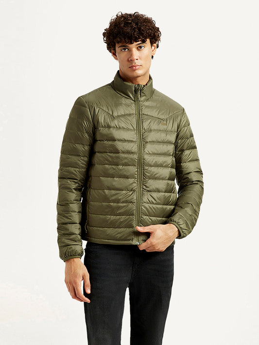Men's Quilted Olive Puffer Jacket