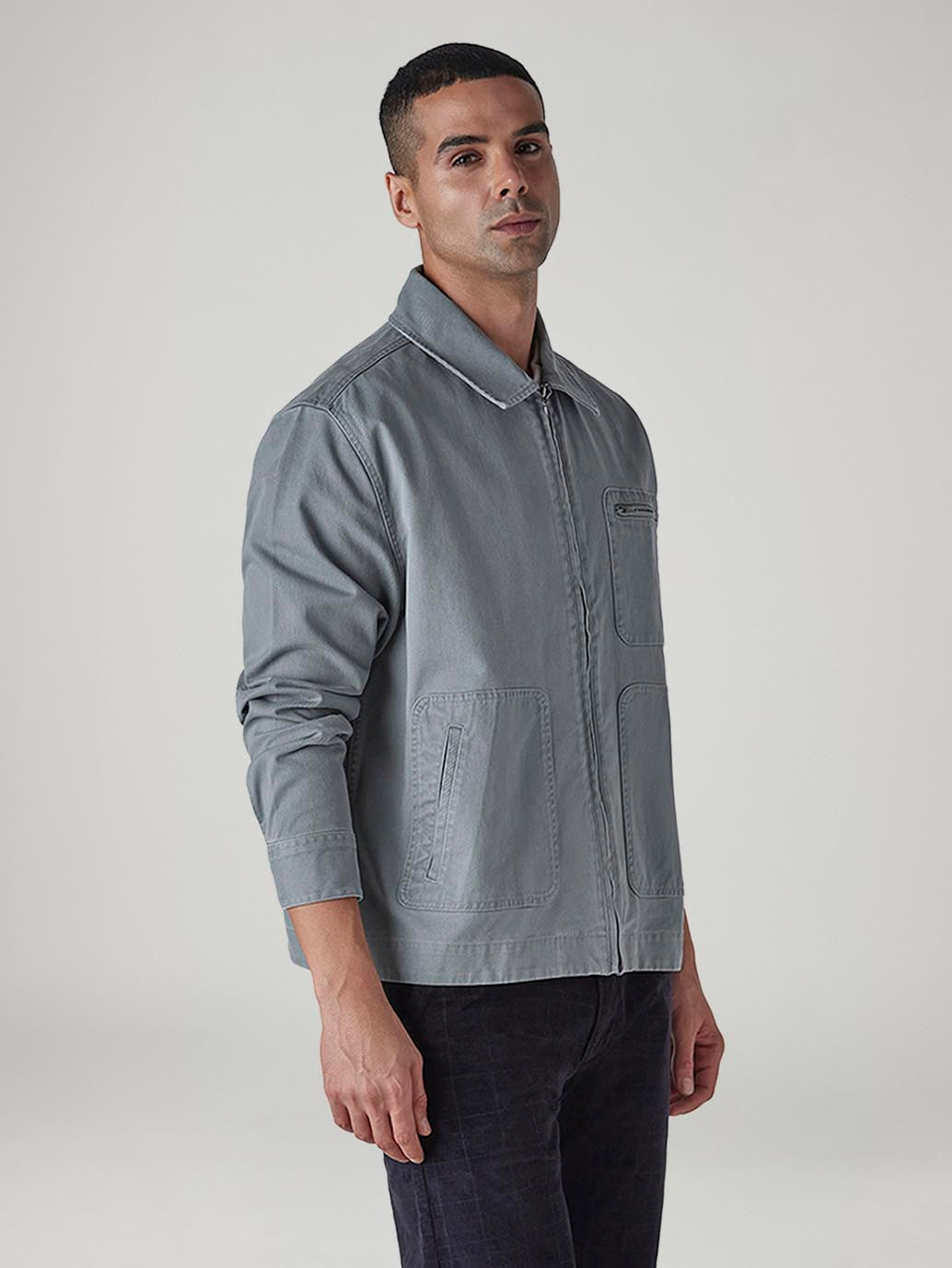 Men's Solid Grey Jacket