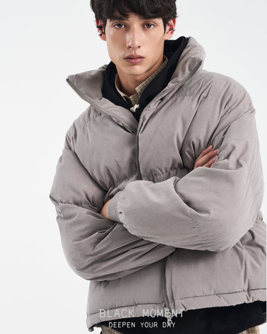 Stylish Gray Puffer Jacket Winter Fashion