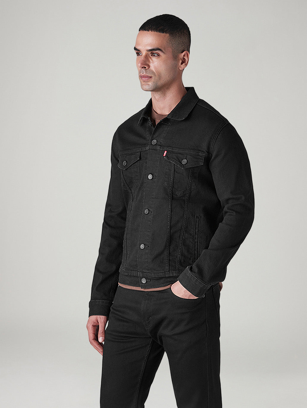 Men's Solid Regular Fit Denim Jacket