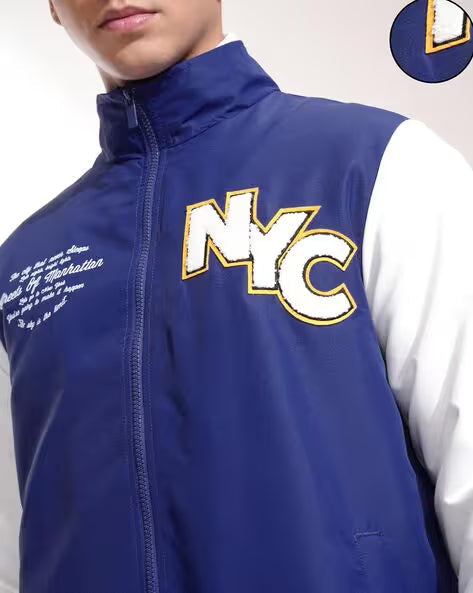 Men Typographic Print Regular Jacket
