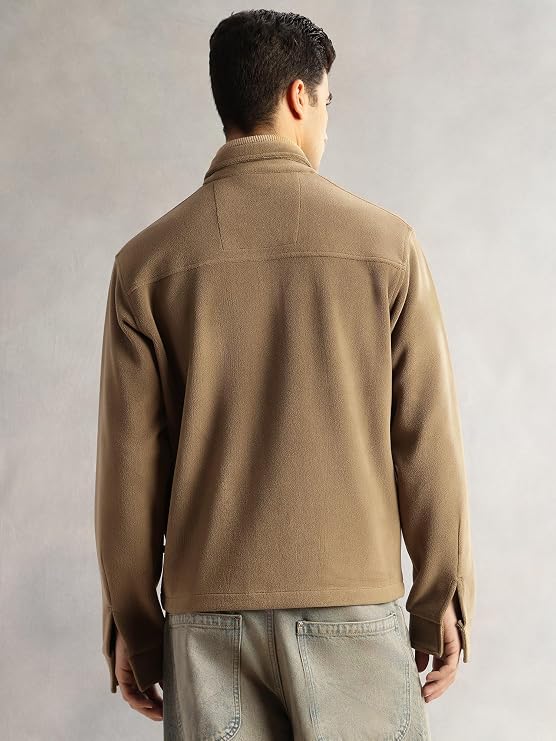 Men’s Textured Zip-Up Casual Jacket