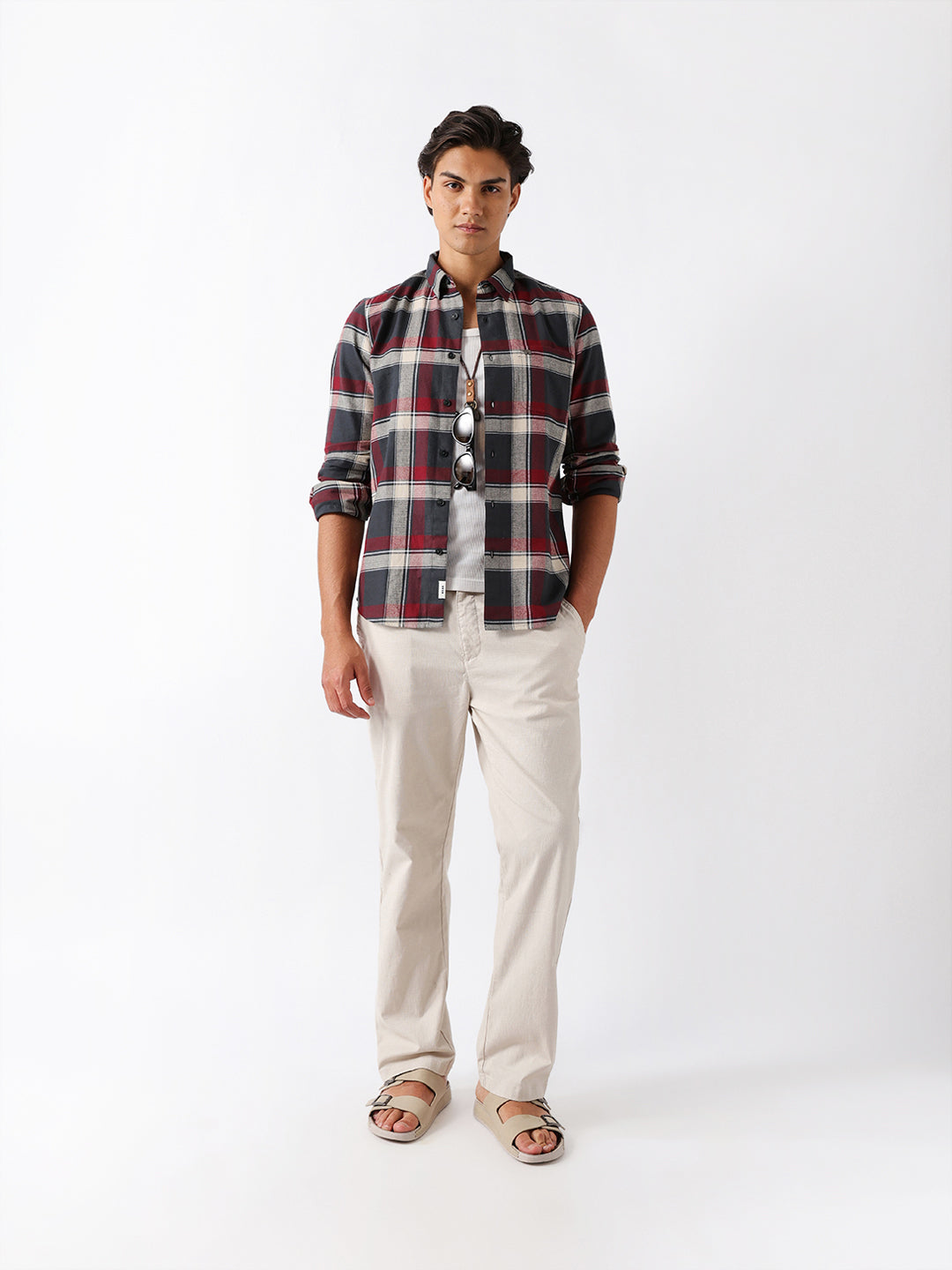 Multicolor Woven Checked Slim Fit Casual Shirt