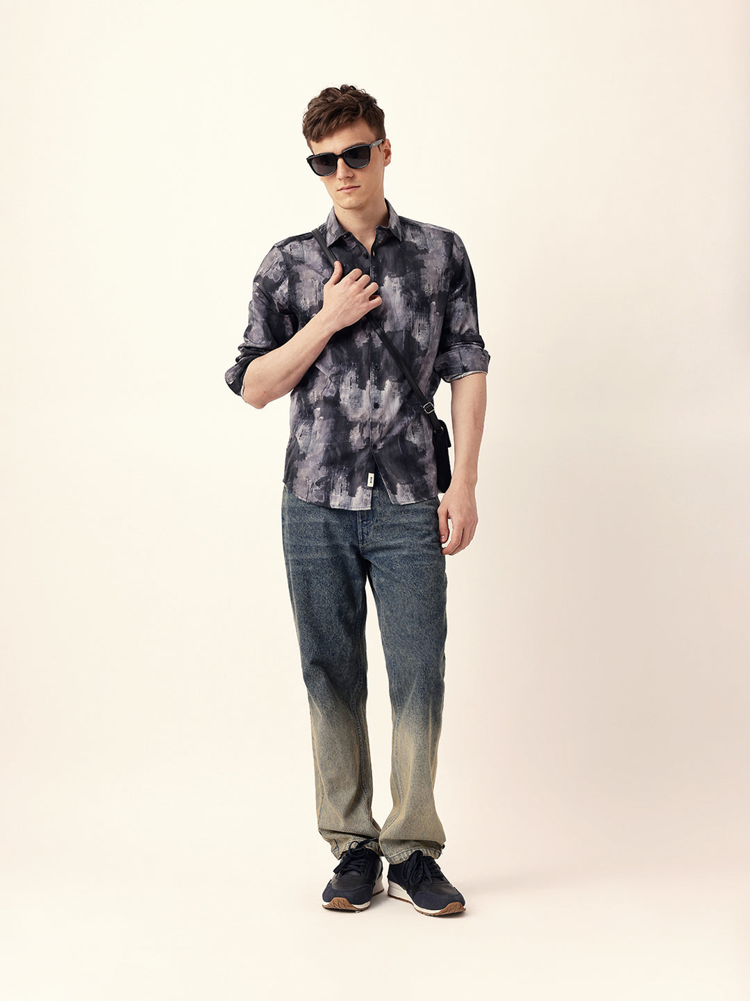 Multicolor Abstract Brushstroke Printed Slim Fit Casual Shirt