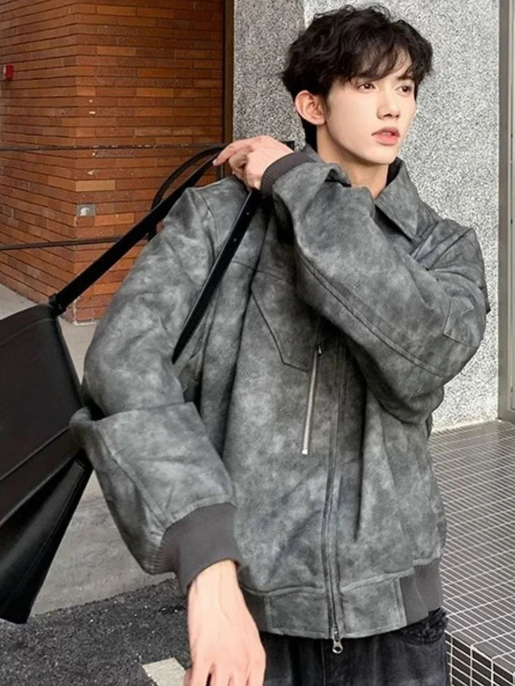 Men Solid Bomber Jacket