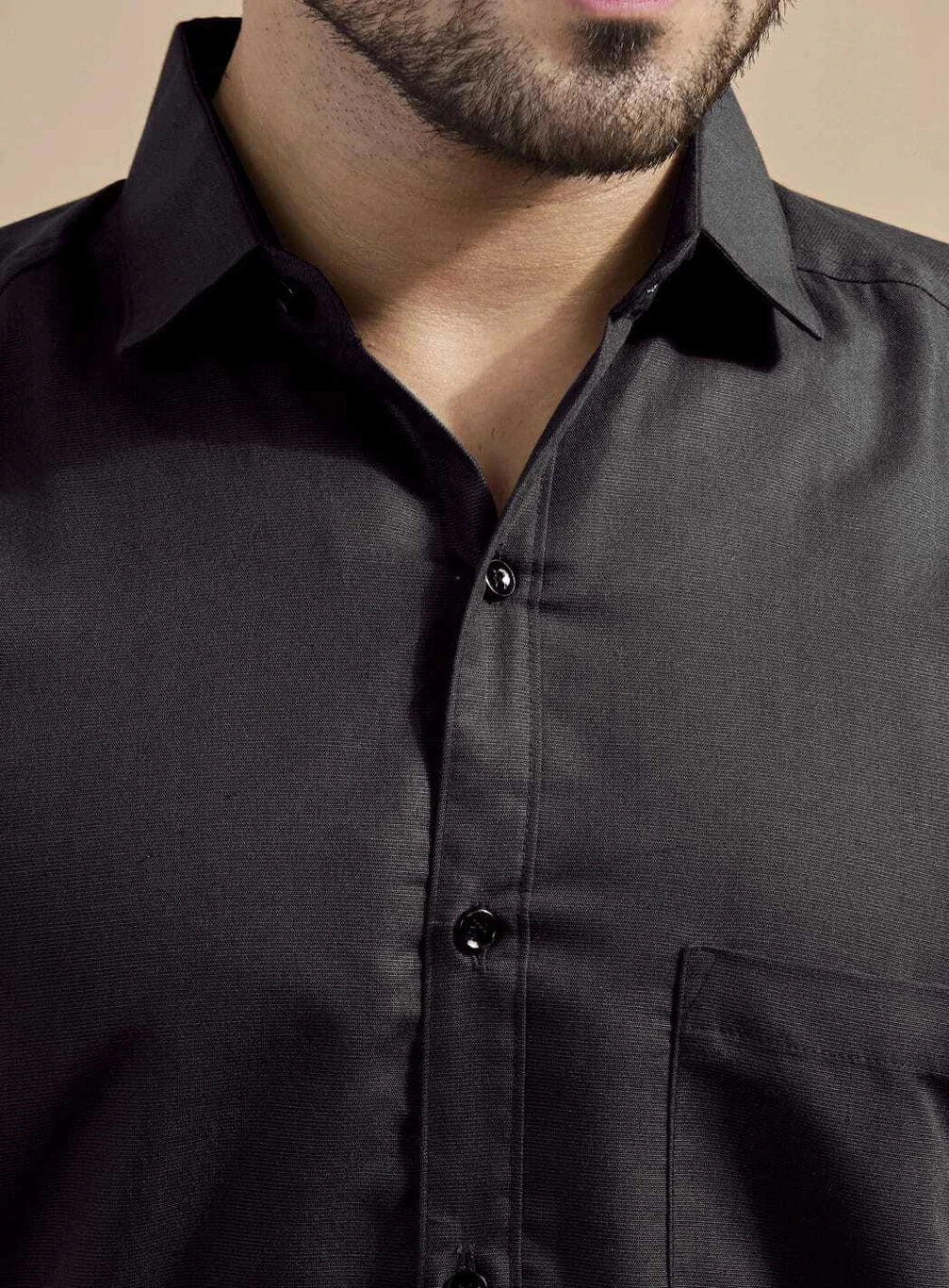 Men’s Solid Black Casual Full-Sleeve Shirt
