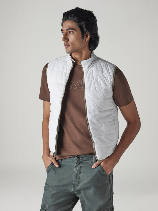 Men's Solid Slim Fit Reversible Puffer Jacket