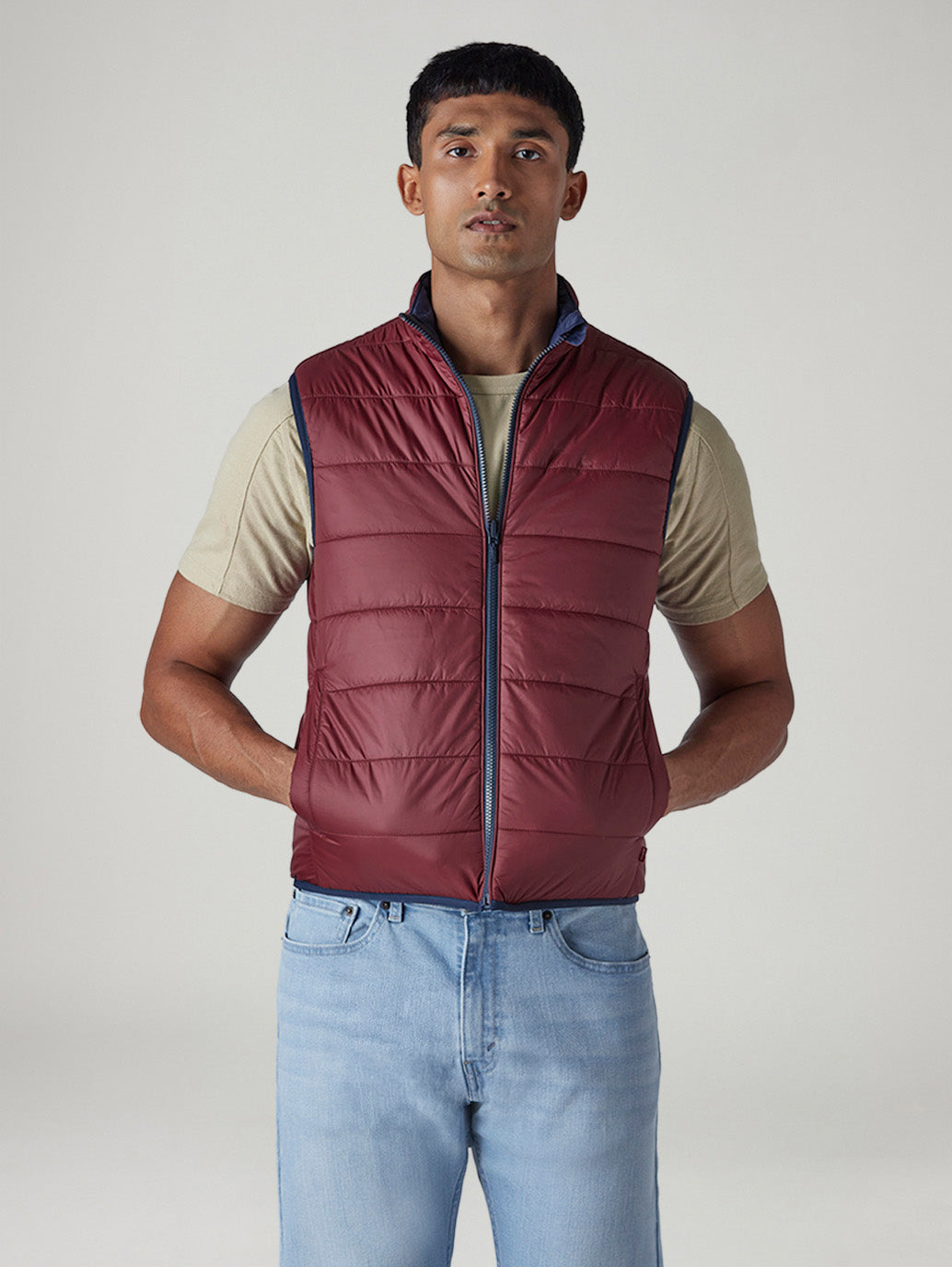 Men's Quilted Slim Fit Reversible Puffer Jacket