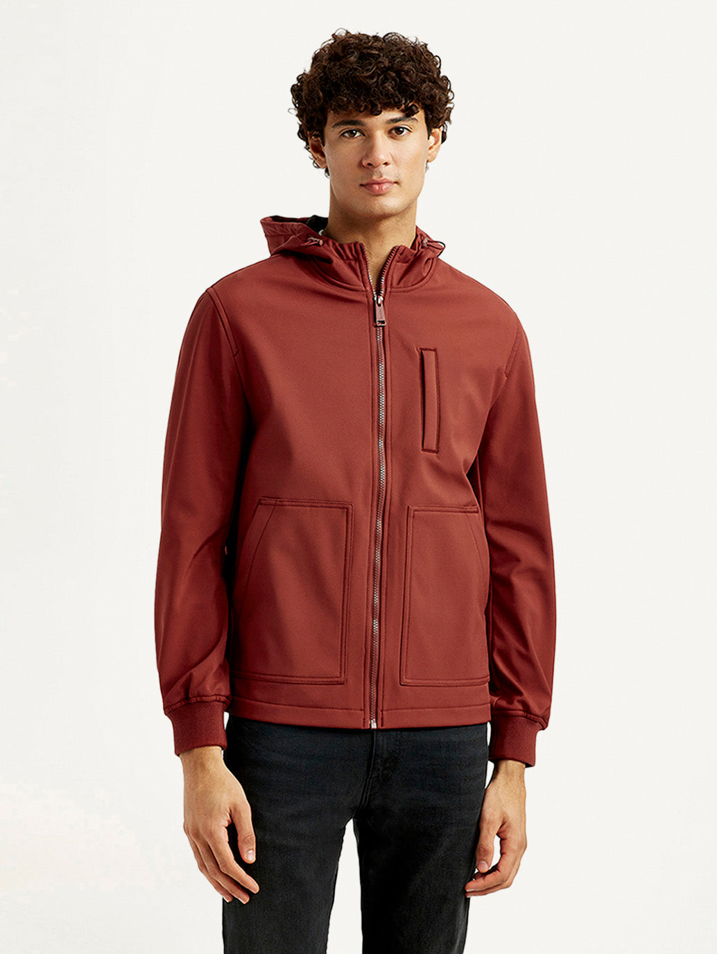 Men's Solid Rust Windcheater Jacket