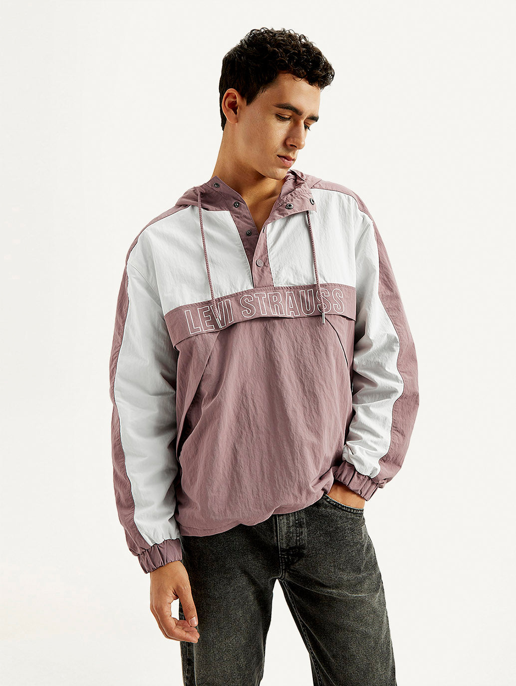Men's Colorblock Mauve Windcheater Jacket
