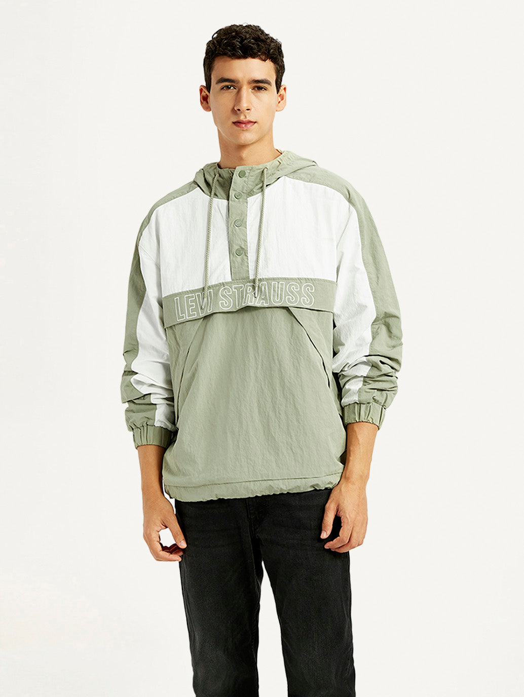 Men's Colorblock Green Windcheater Jacket