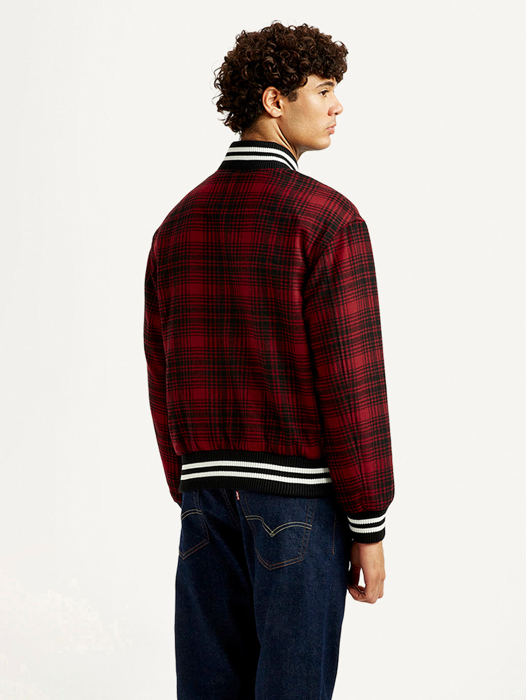Men's Plaid Red Varsity Jacket