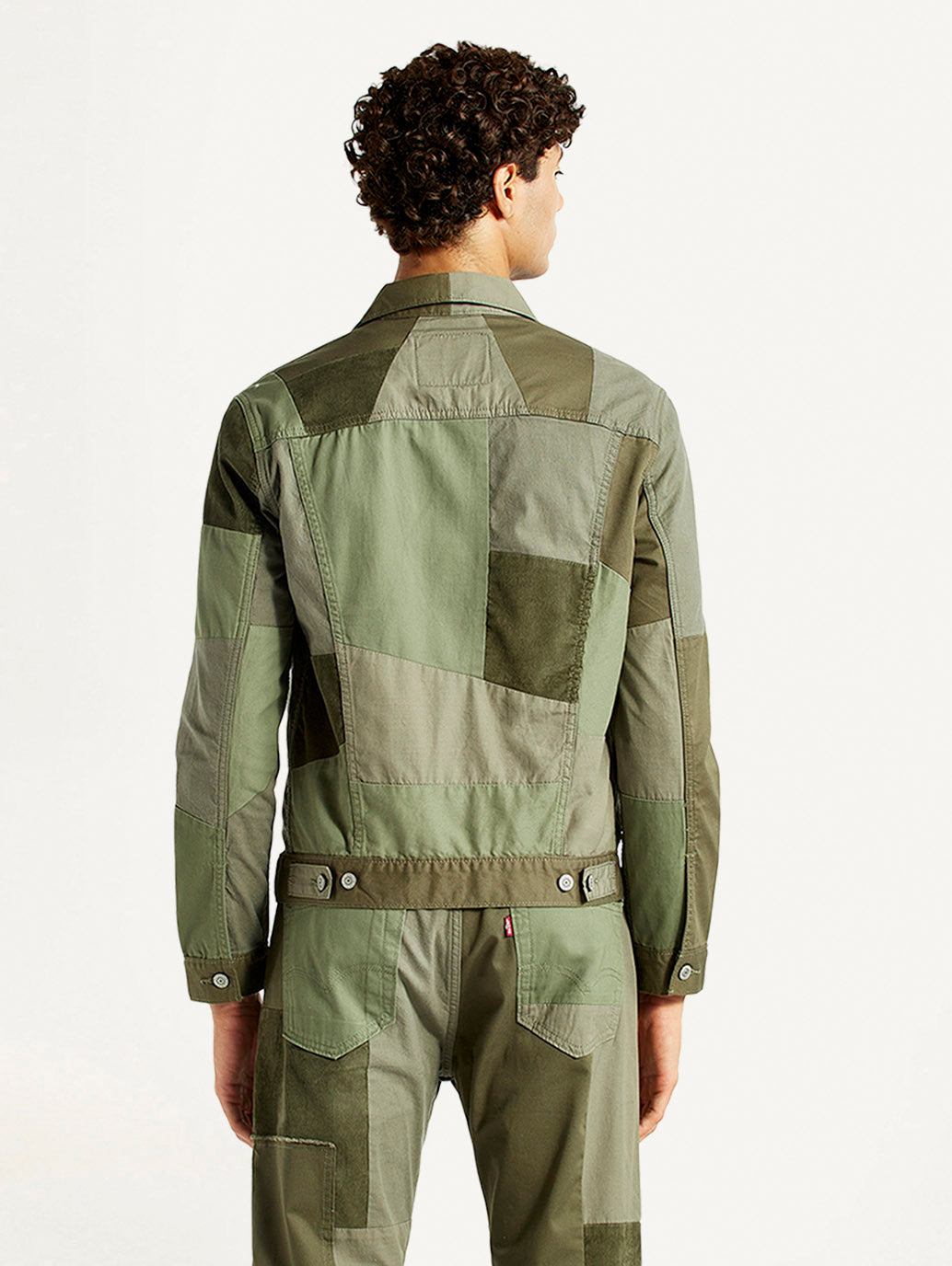 Men's Patchwork Green Trucker Jacket