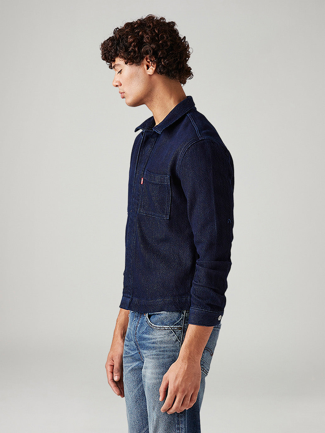 Men's Solid Relaxed Fit Denim Trucker Jacket