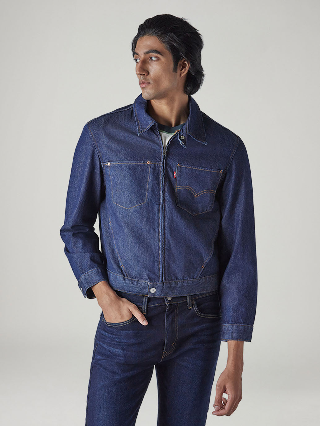 Men's Solid Regular Fit Denim Jacket
