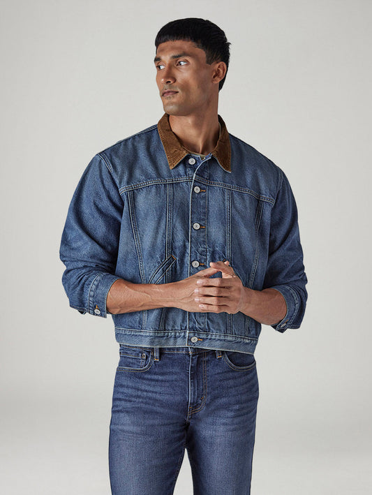 Men's Solid Regular Fit Trucker Jacket