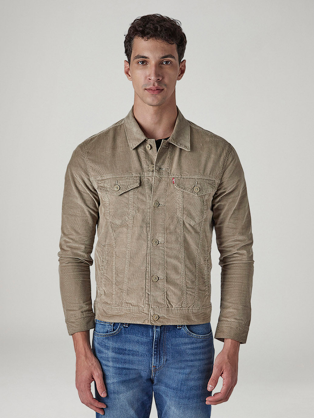 Men's Solid Regular Fit Corduroy Denim Jacket