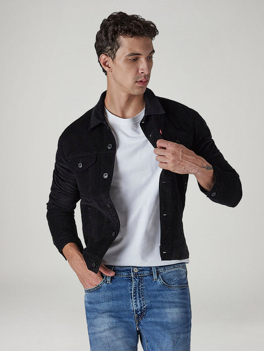 Men's Solid Regular Fit Corduroy Denim Jacket