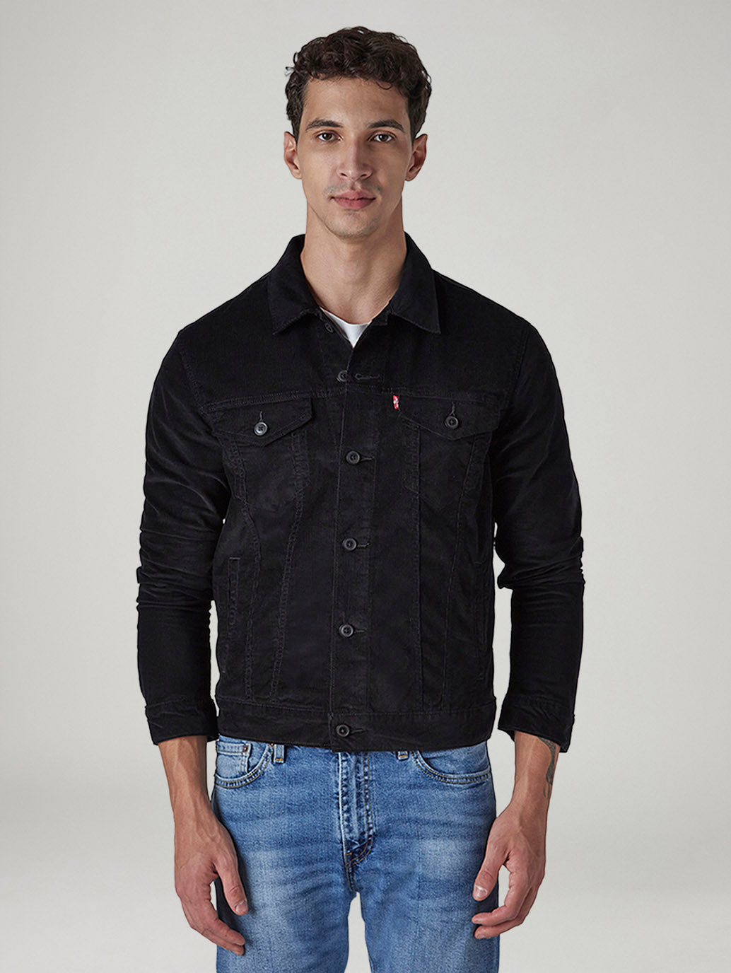 Men's Solid Regular Fit Corduroy Denim Jacket