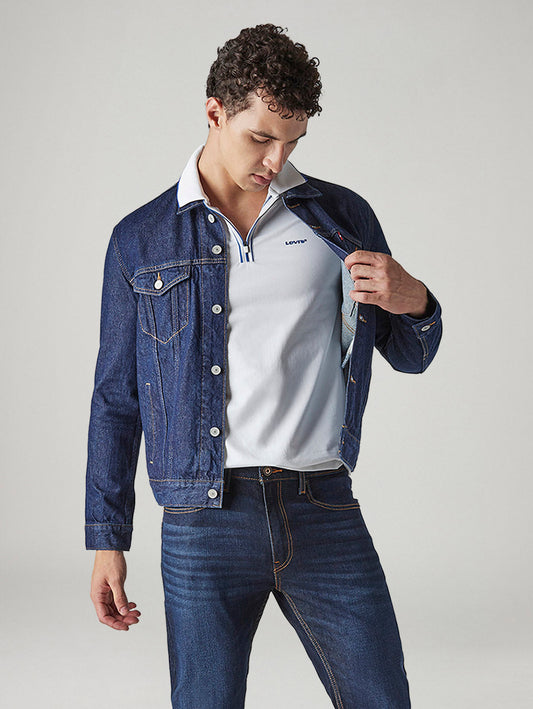 Men's Solid Regular Fit Denim Jacket