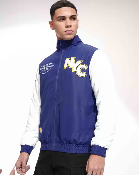 Men Typographic Print Regular Jacket