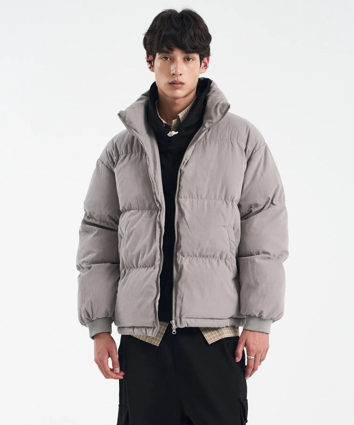 Stylish Gray Puffer Jacket Winter Fashion