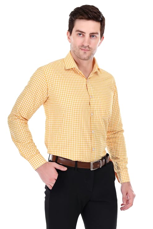 Men’s Yellow Checked Full Sleeve Casual Shirt