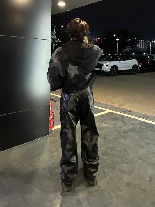 White dust black zip jacket