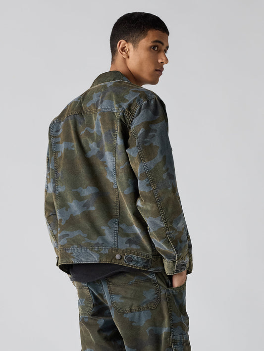 Men's Camouflage Relaxed Fit Denim Jacket