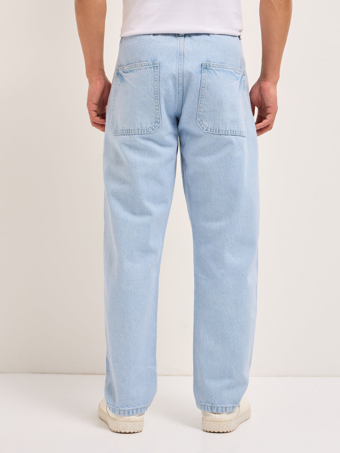 Light Blue Mid-Rise Elasticated Waist Relaxed Fit Jeans