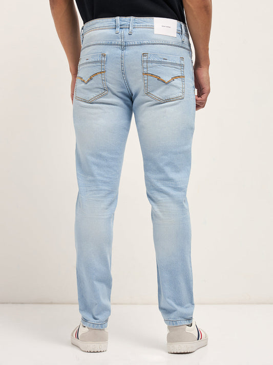 Light Blue with Mid Fade Mid-Rise Slim Fit Jeans