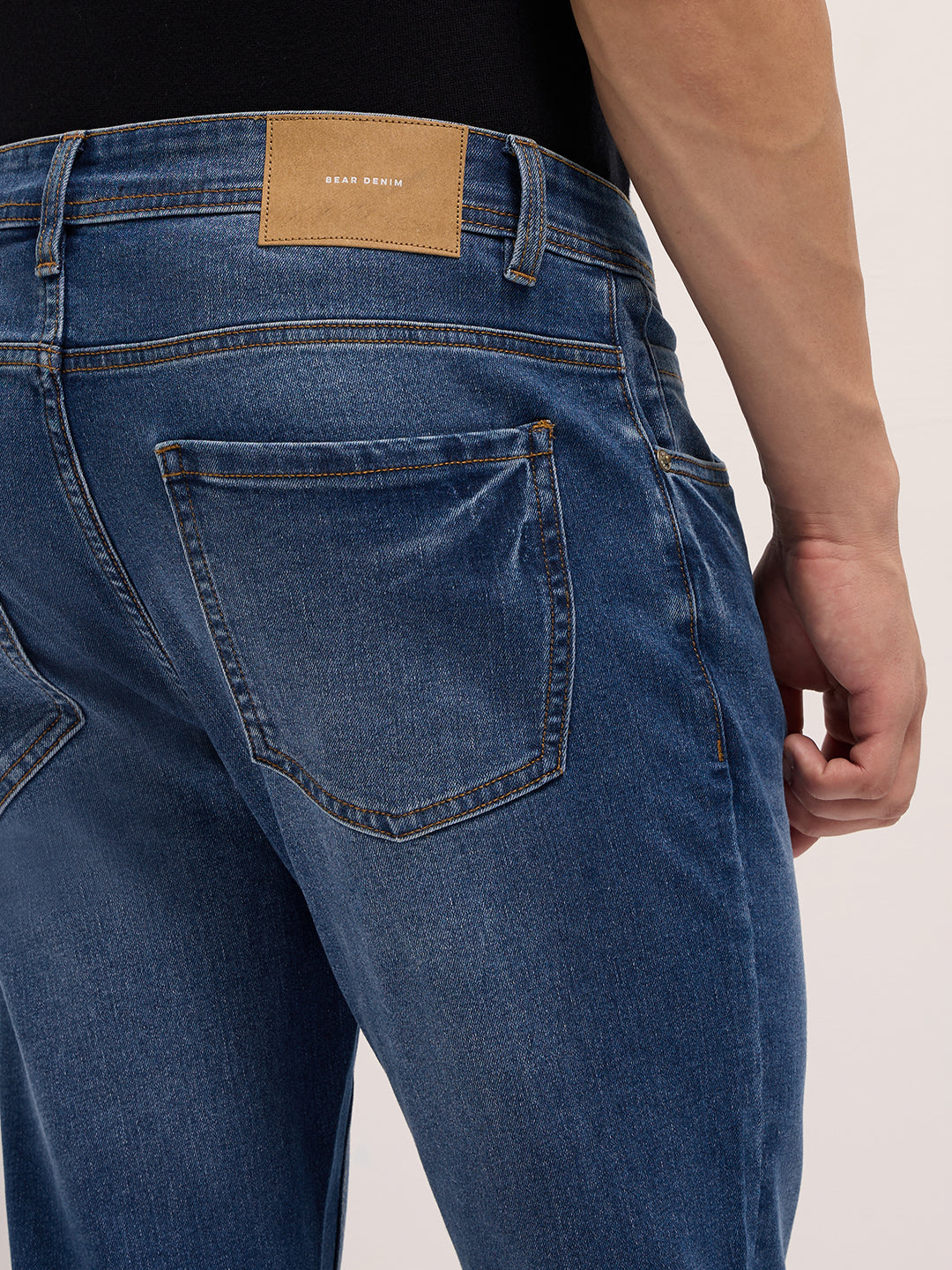 Mid Blue Mid-Rise Skinny Fit Jeans with Light Fade