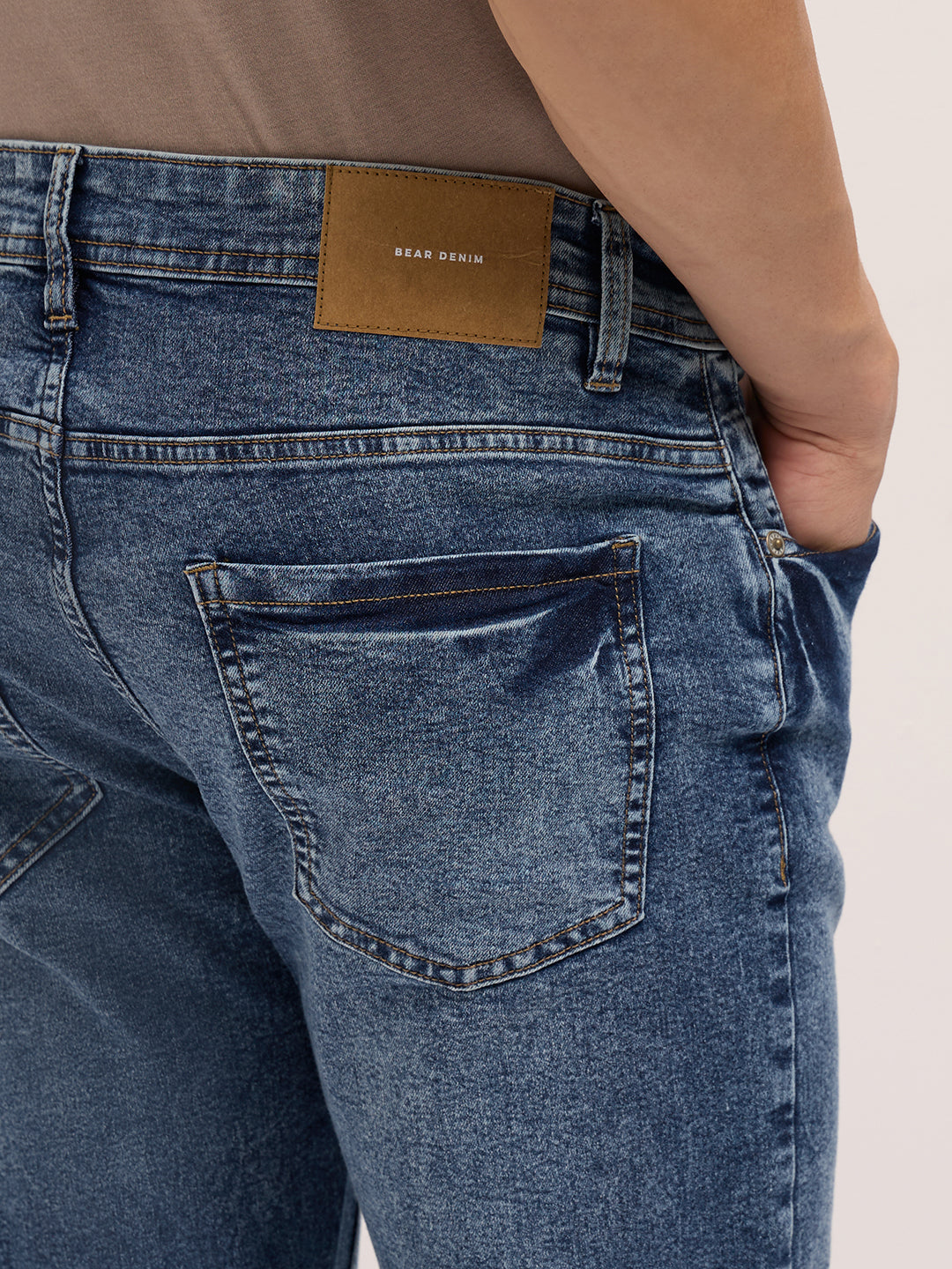 Mid Blue Mid-Rise Skinny Fit Jeans with Light Fade