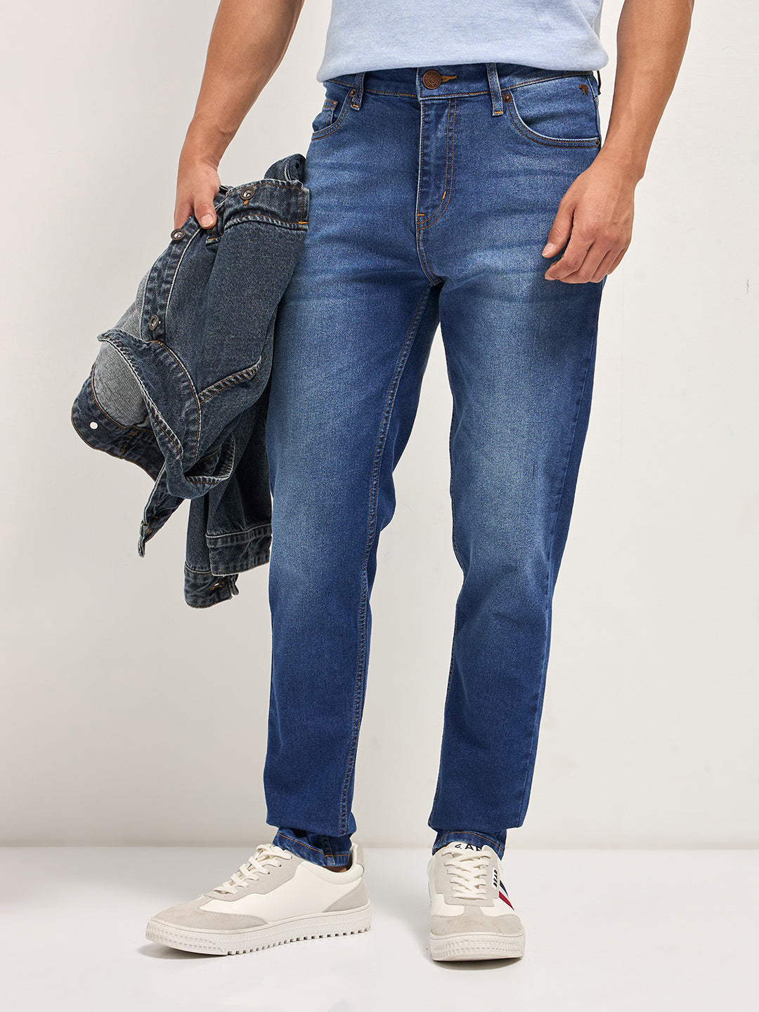 Blue with Light Fade Skinny Fit Mid-Rise Jeans