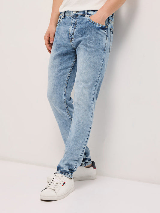 Blue Acid Wash Mid-Rise Skinny Fit Jean
