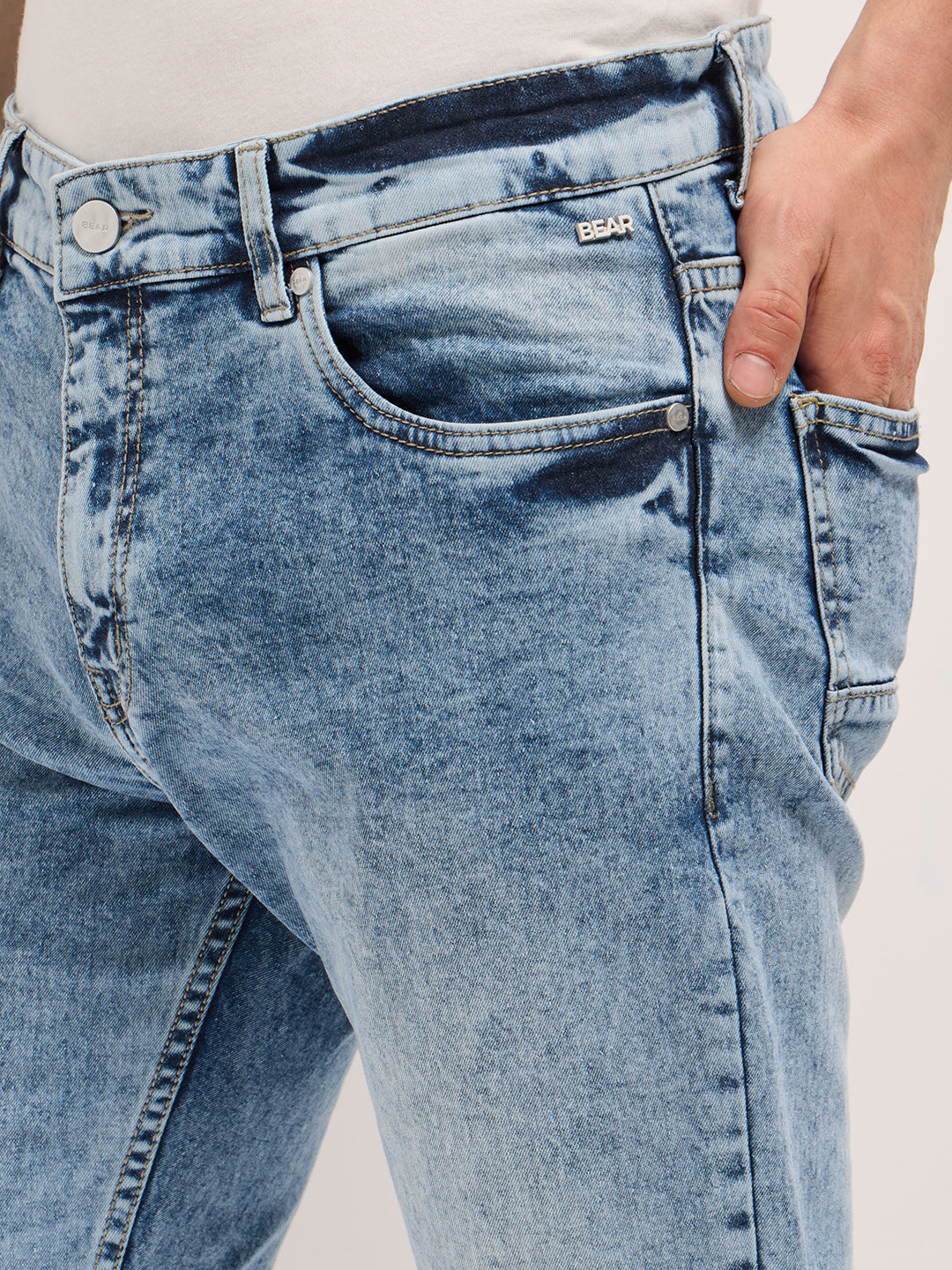 Blue Acid Wash Mid-Rise Skinny Fit Jean