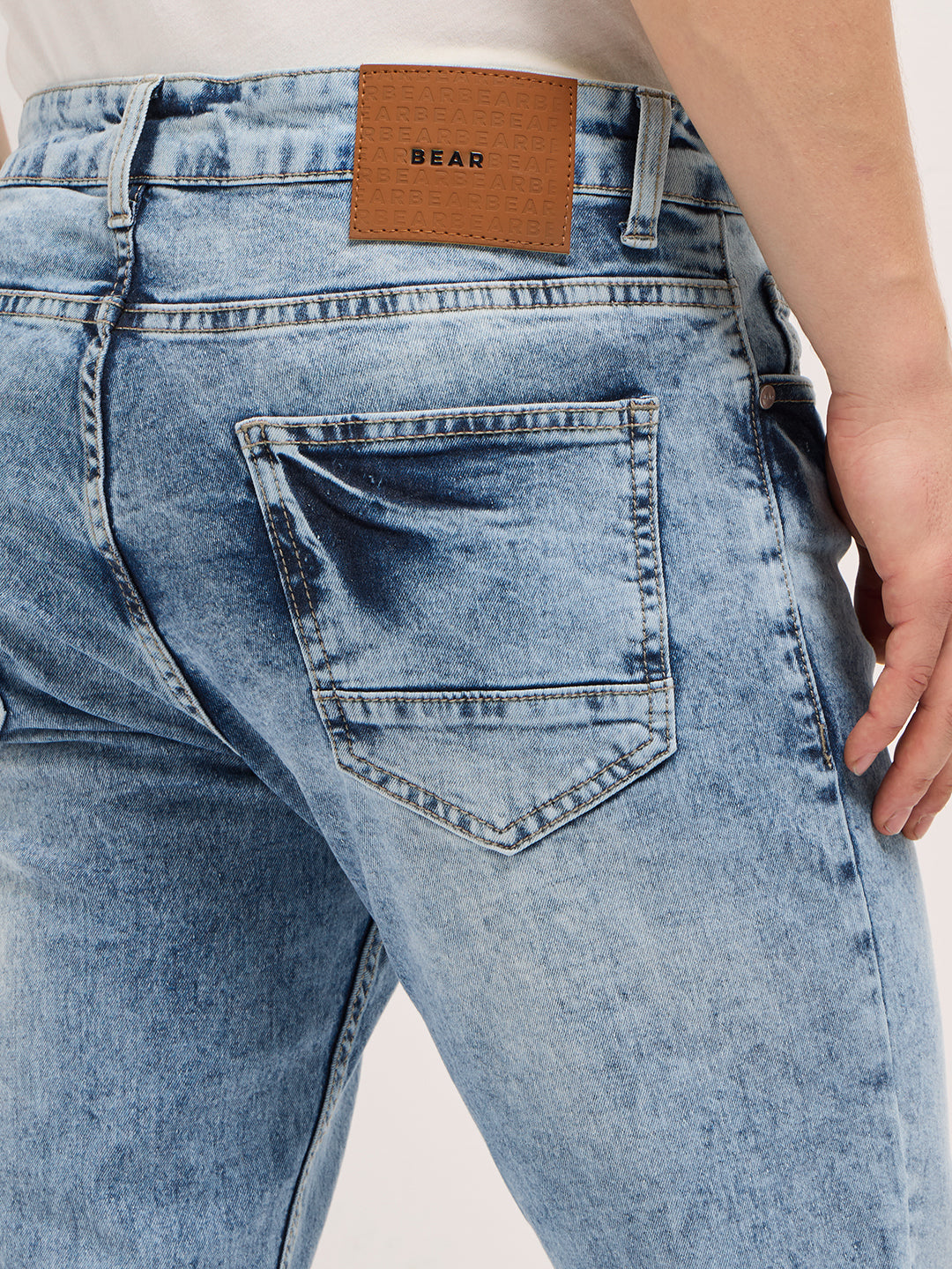Blue Acid Wash Mid-Rise Skinny Fit Jean