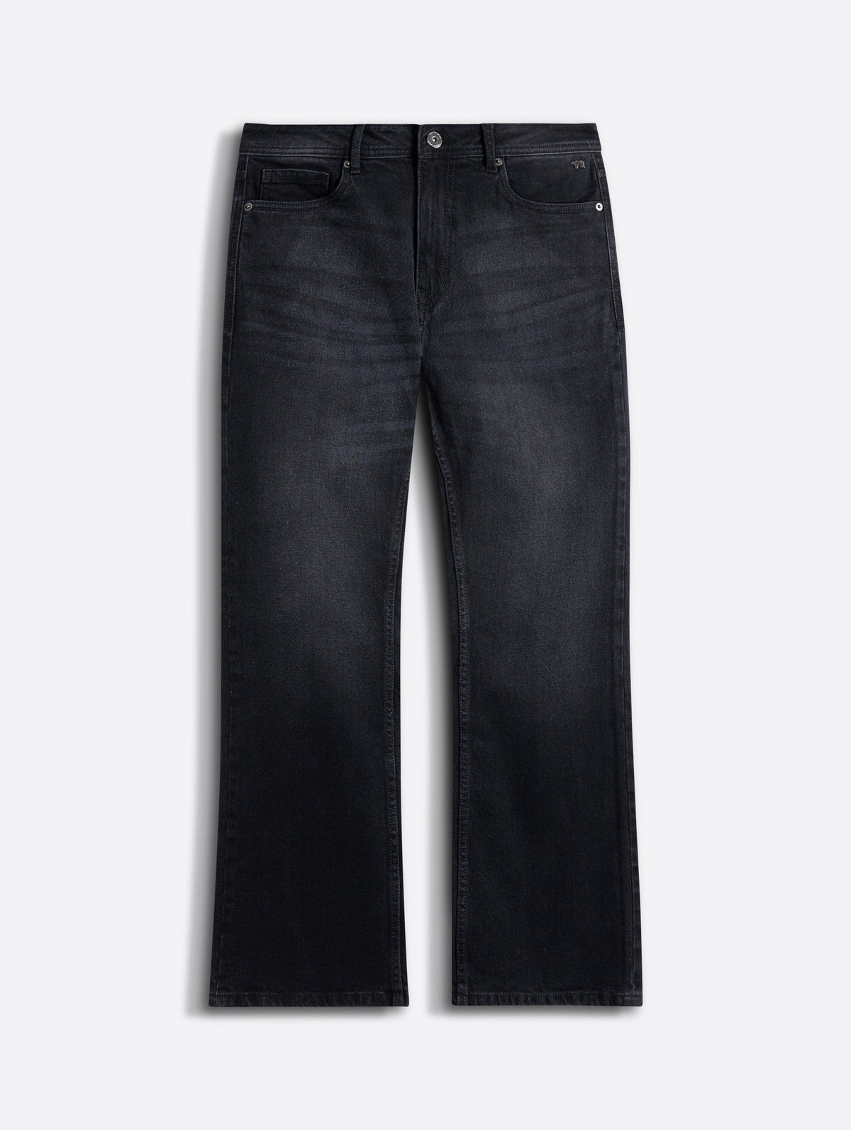 Black Mid-Rise Boot Cut Jeans with Light Fade