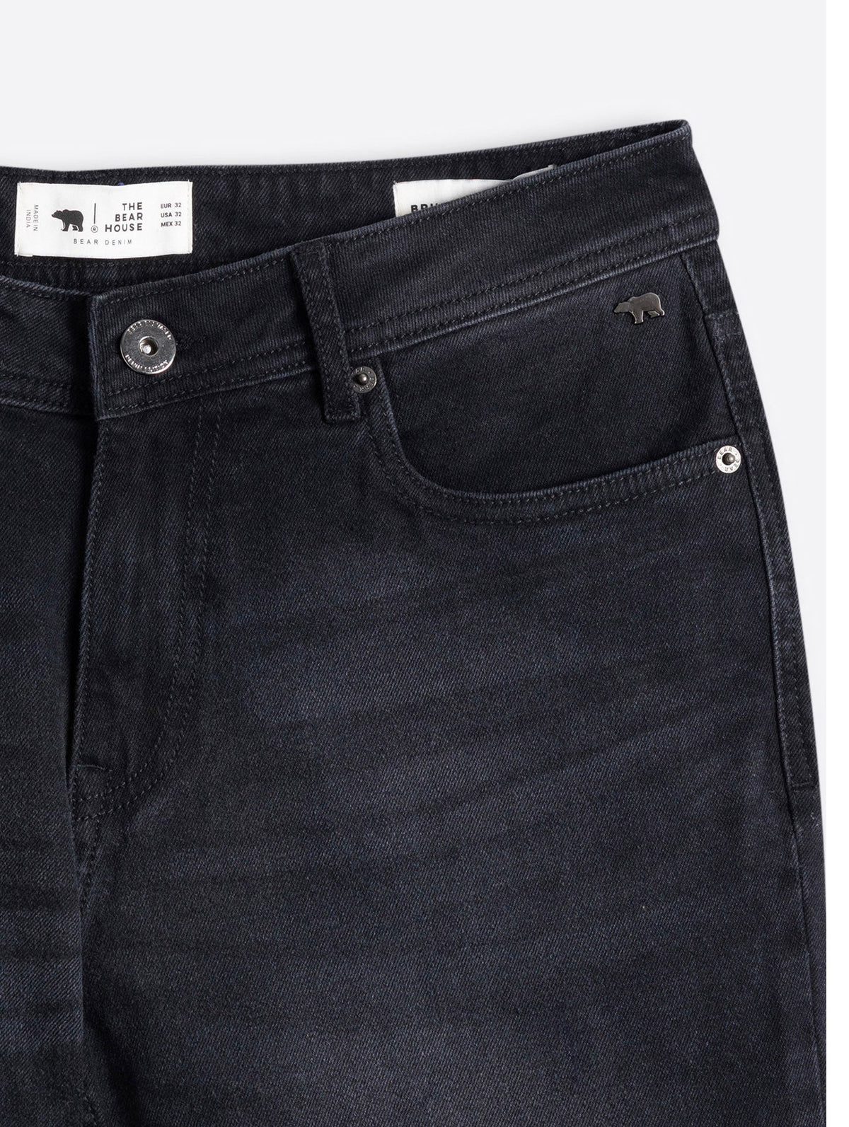 Black Mid-Rise Boot Cut Jeans with Light Fade