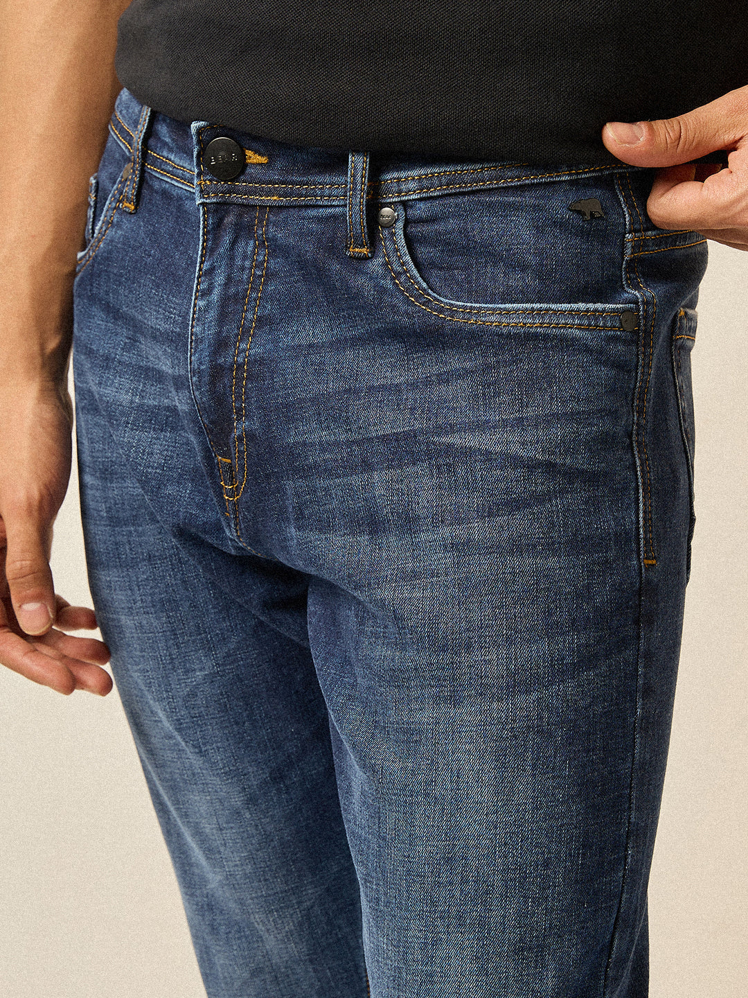 Dark Blue with Mid Fade Mid-Rise Skinny Fit Jeans