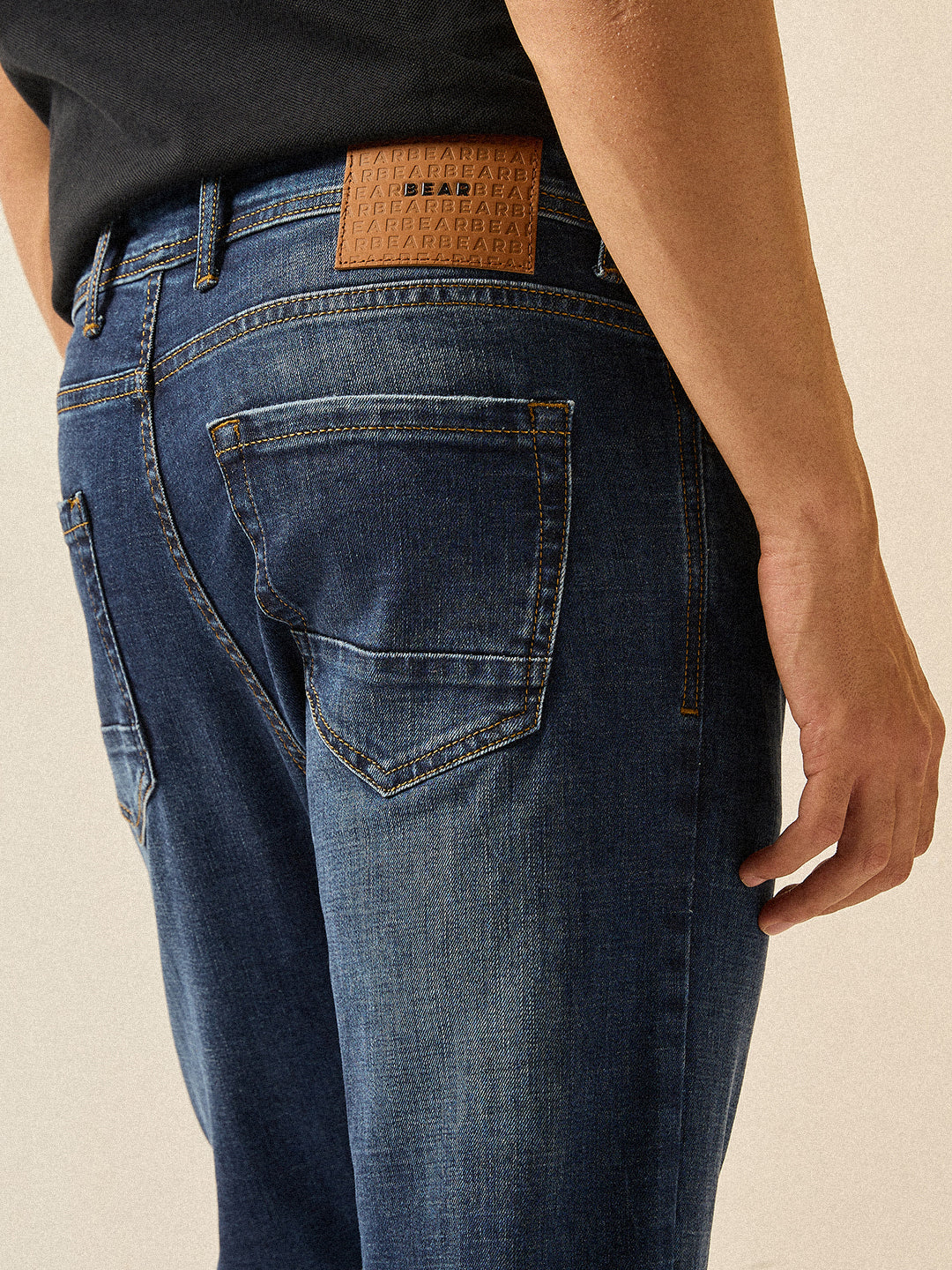 Dark Blue with Mid Fade Mid-Rise Skinny Fit Jeans