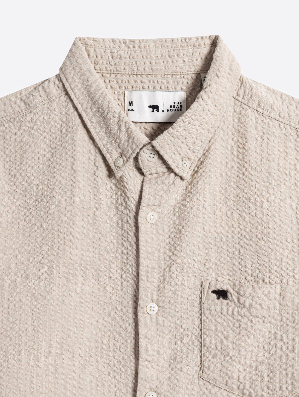 Beige Slub-Textured Woven Slim Fit Casual Shirt