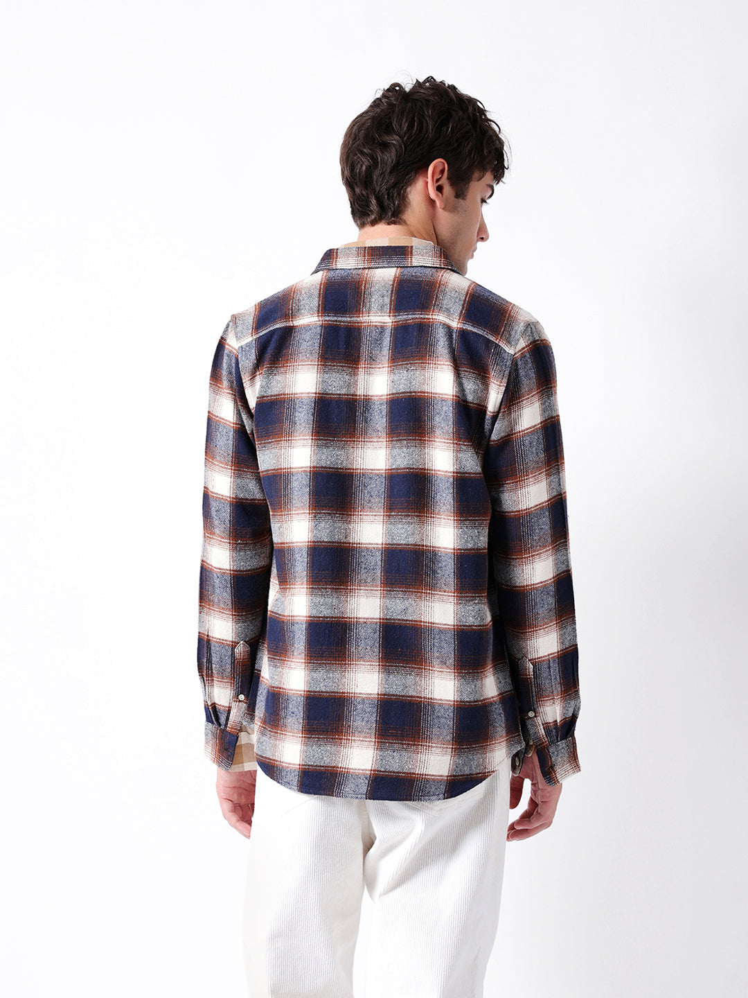 Blue & Brown Regular Fit Woven Check Flannel Casual Shirt