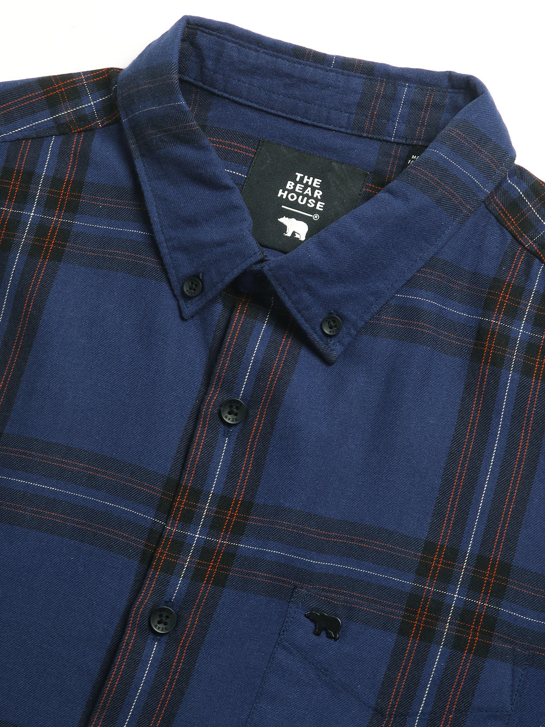 Men Blue Checked Slim Fit Cotton Casual Shirt