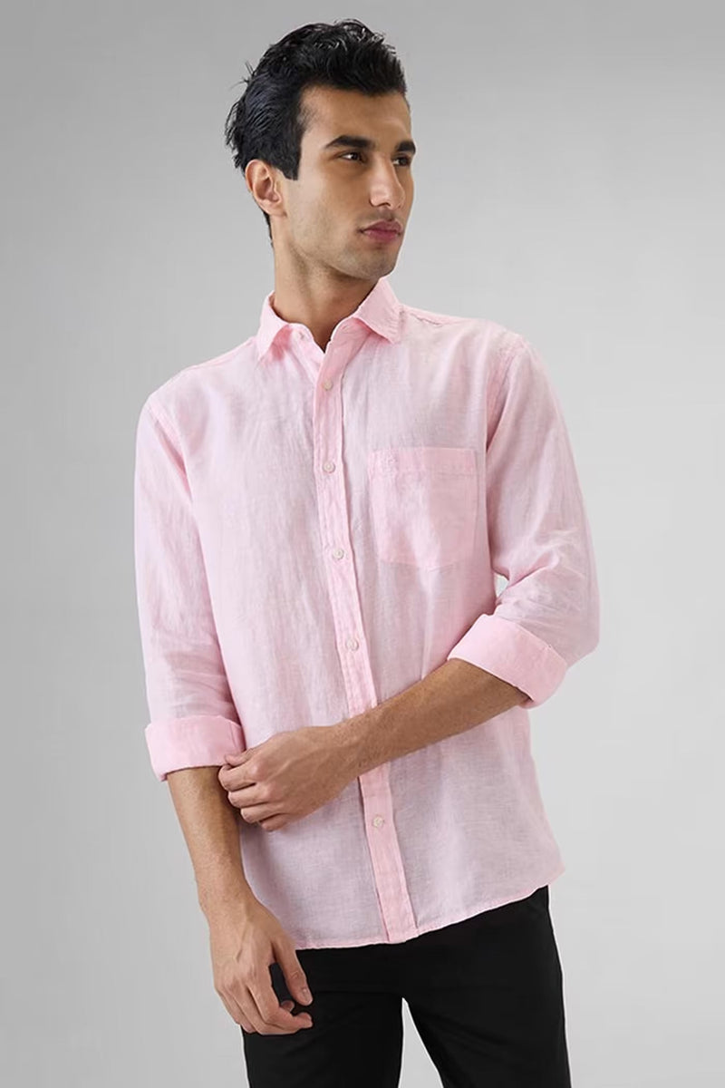 Men's Premium Light Pink Linen Blend Casual Shirt